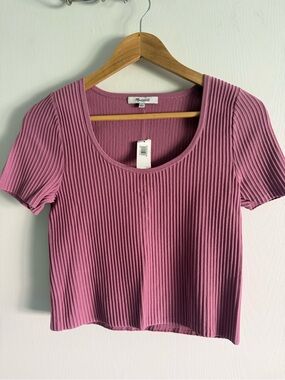 NWT Madewell Ribbed Scoop Crop Top - Mauve Pink